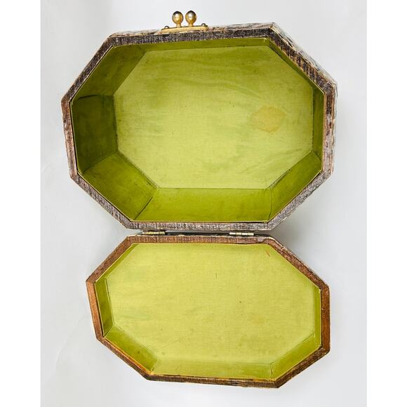 Vintage Box w Handle Decoupage Storage Trinket Catchall Book Academia Library - Picture 7 of 12